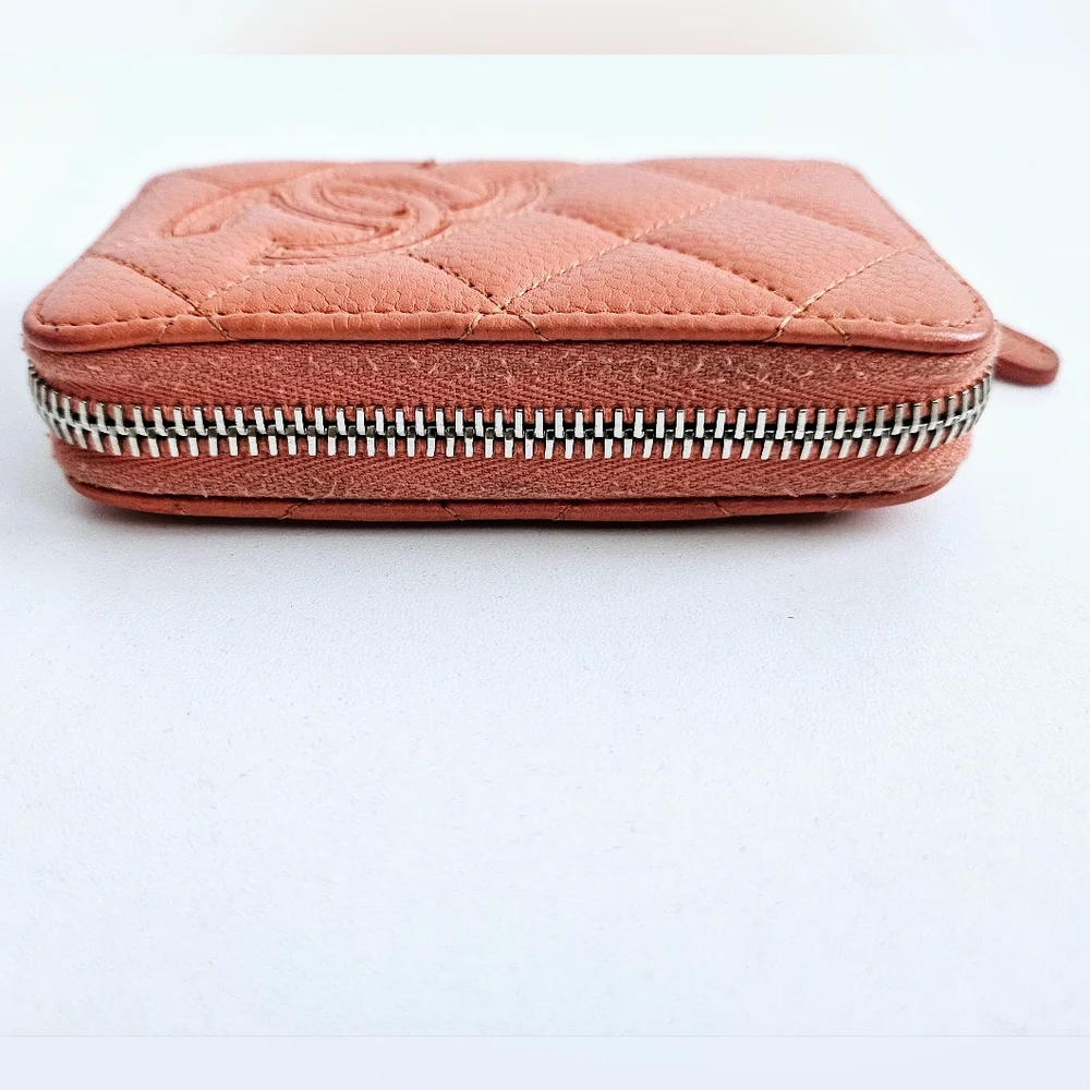 Chanel Coral Caviar Leather Card Holder Wallet